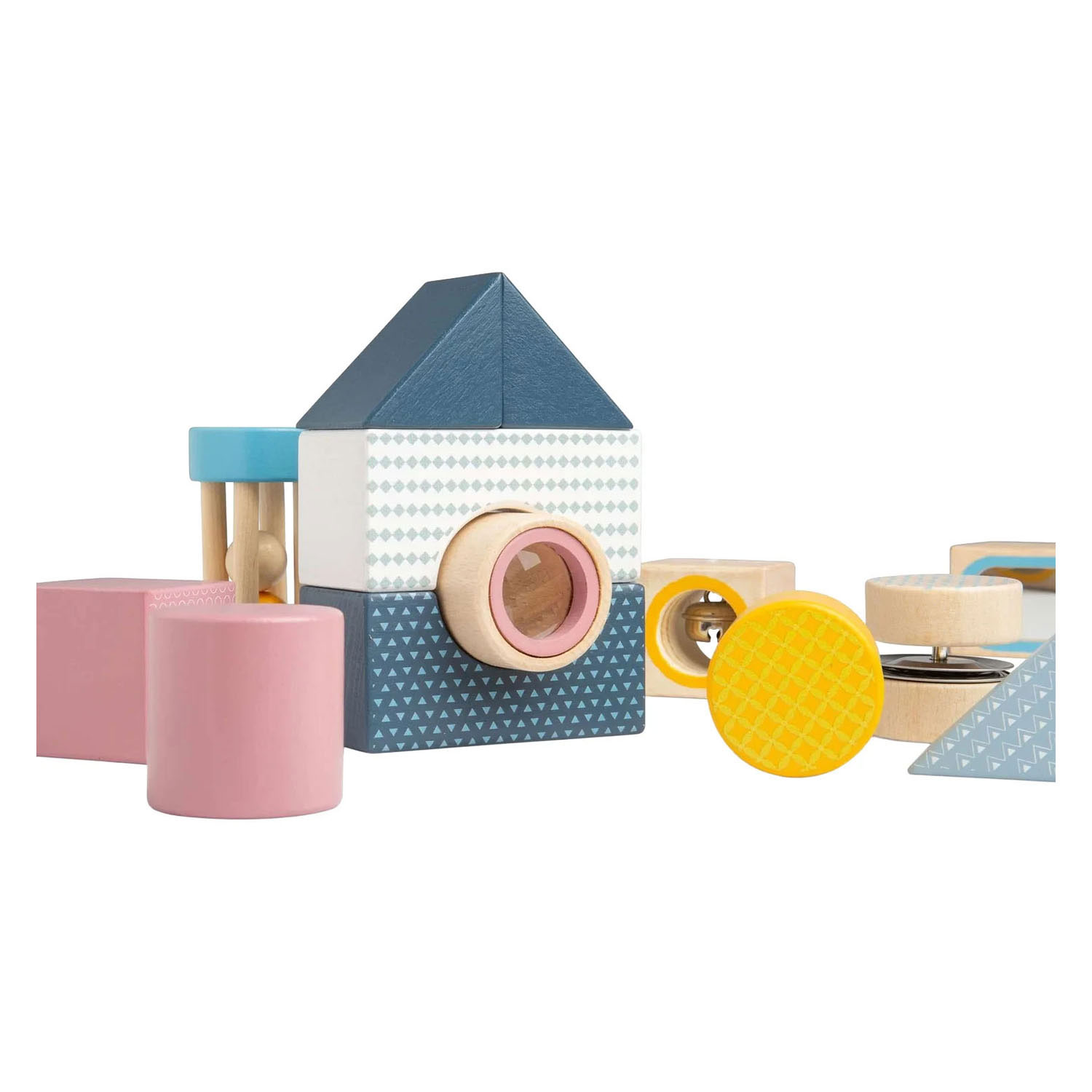 Bigjigs Houten Sensorische Blokken - 14dlg.