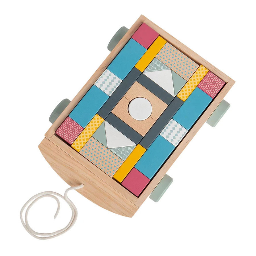 Bigjigs Houten Blokkenwagen - 29dlg.