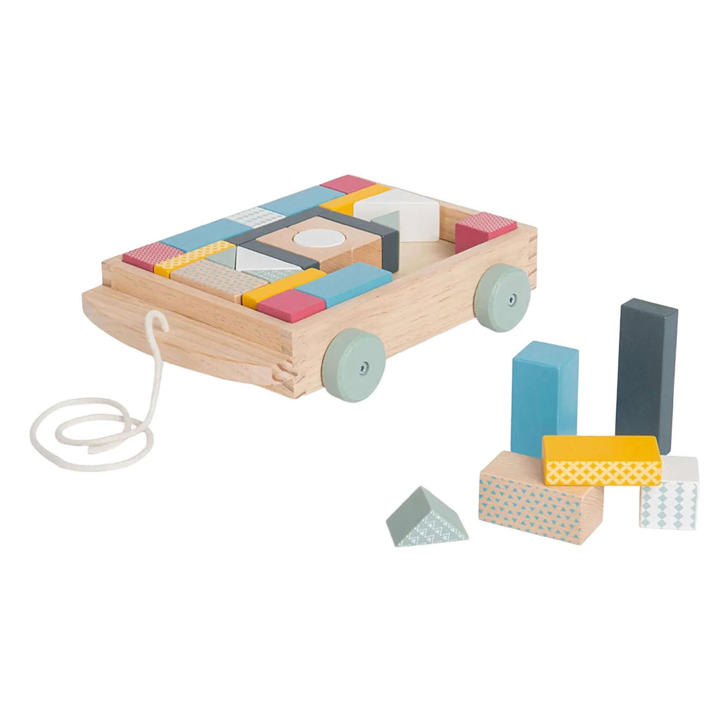 Bigjigs Houten Blokkenwagen - 29dlg.
