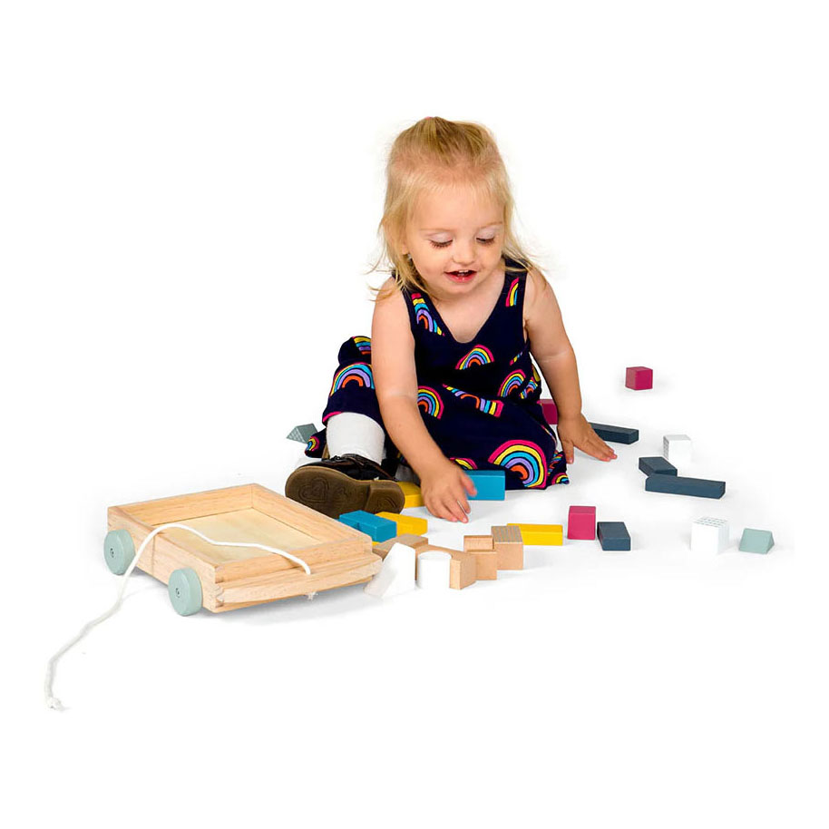 Bigjigs Houten Blokkenwagen - 29dlg.