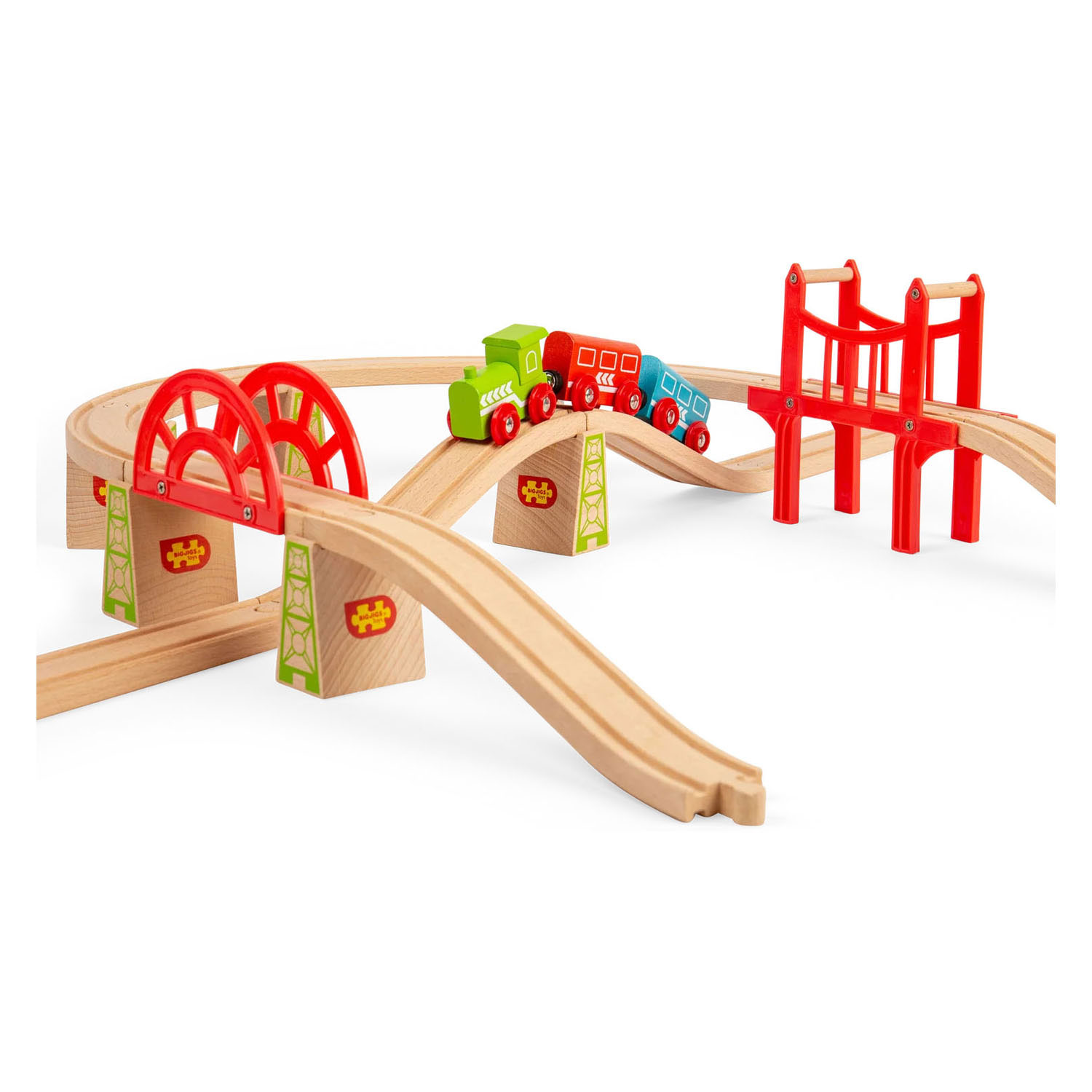 Bigjigs Houten Rails - Bruggen Uitbreiding Set - 18dlg.