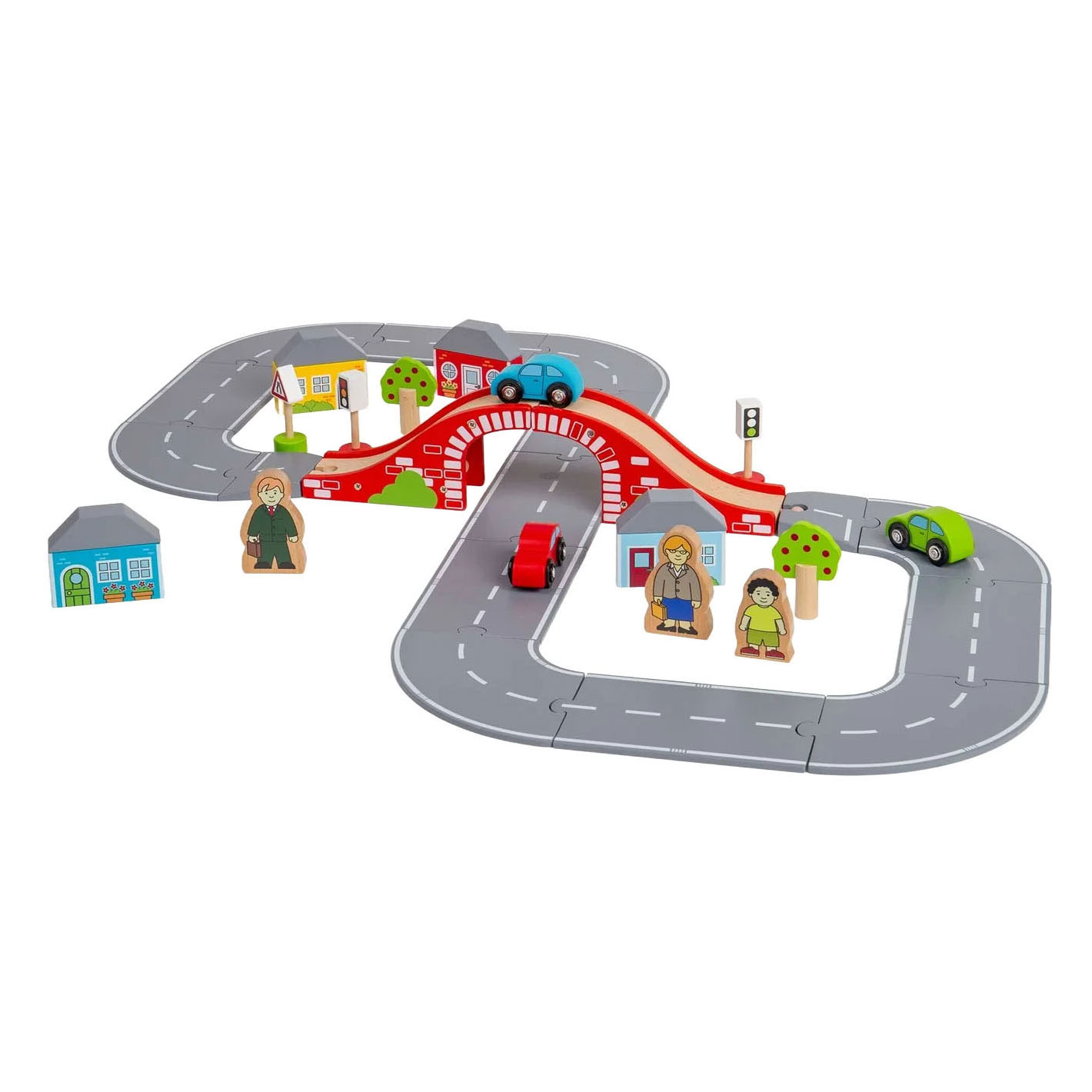 Bigjigs Houten Wegenset - 36dlg.