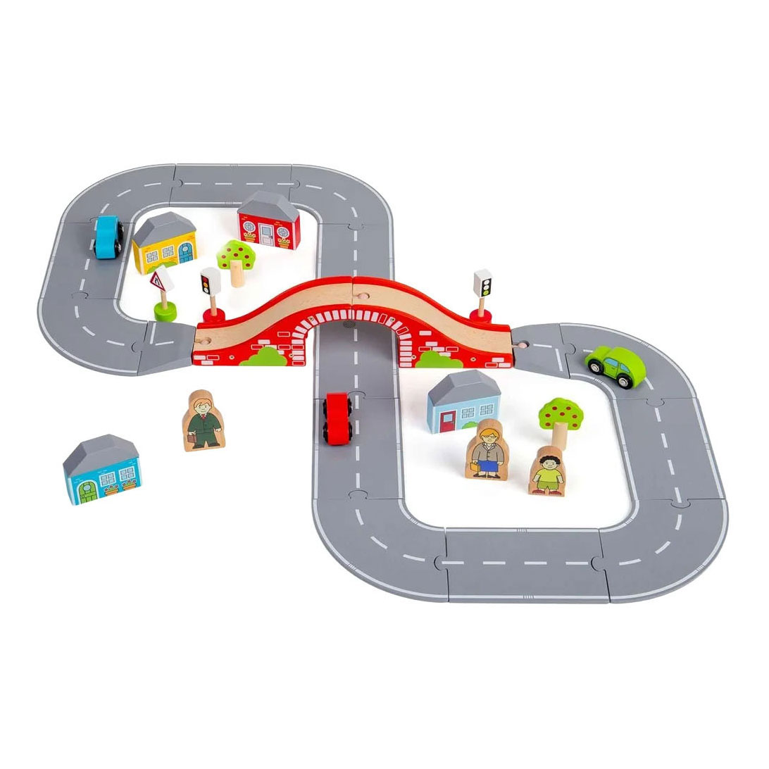 Bigjigs Houten Wegenset - 36dlg.