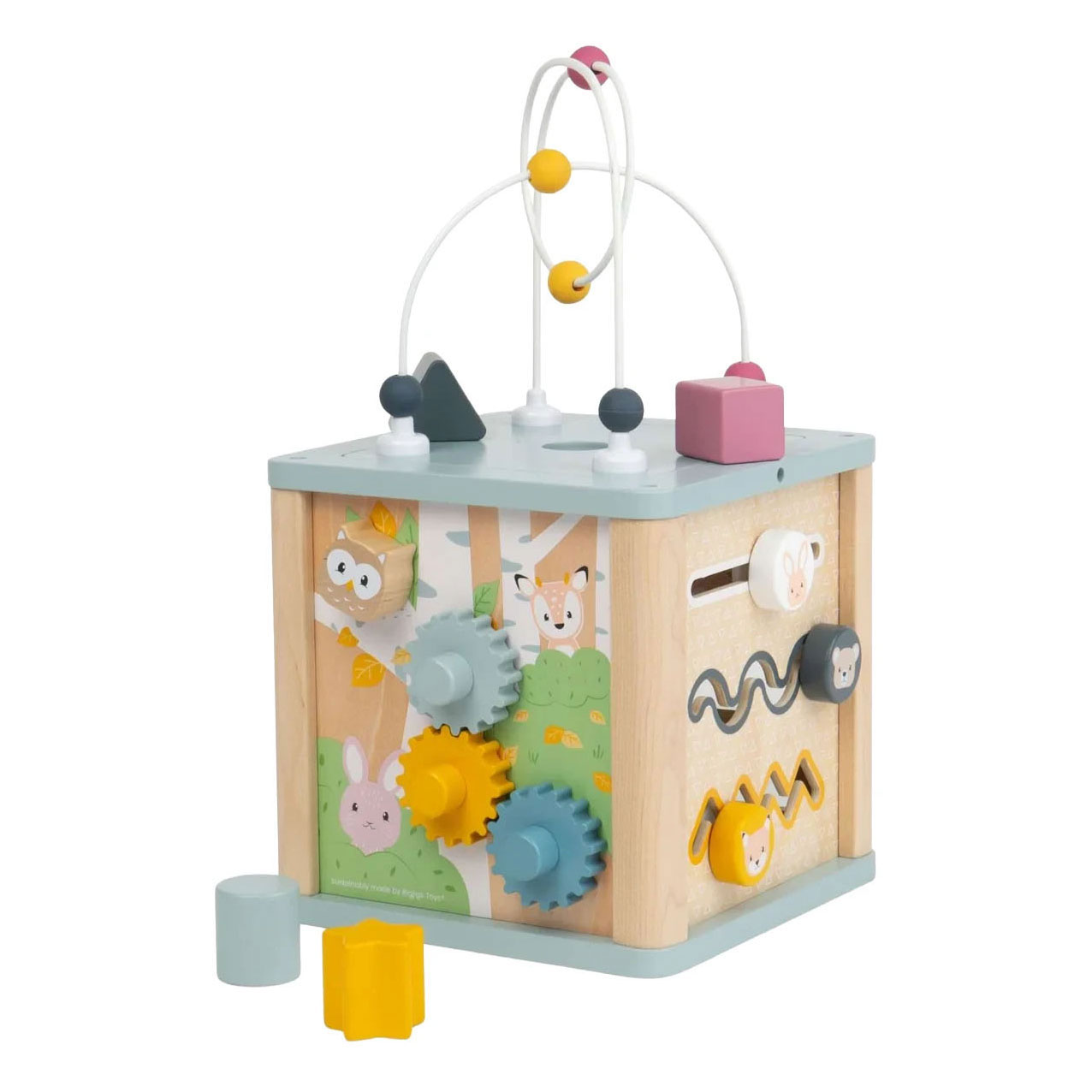 Trieur de formes en bois Bigjigs avec spirale à perles - 5 pièces.