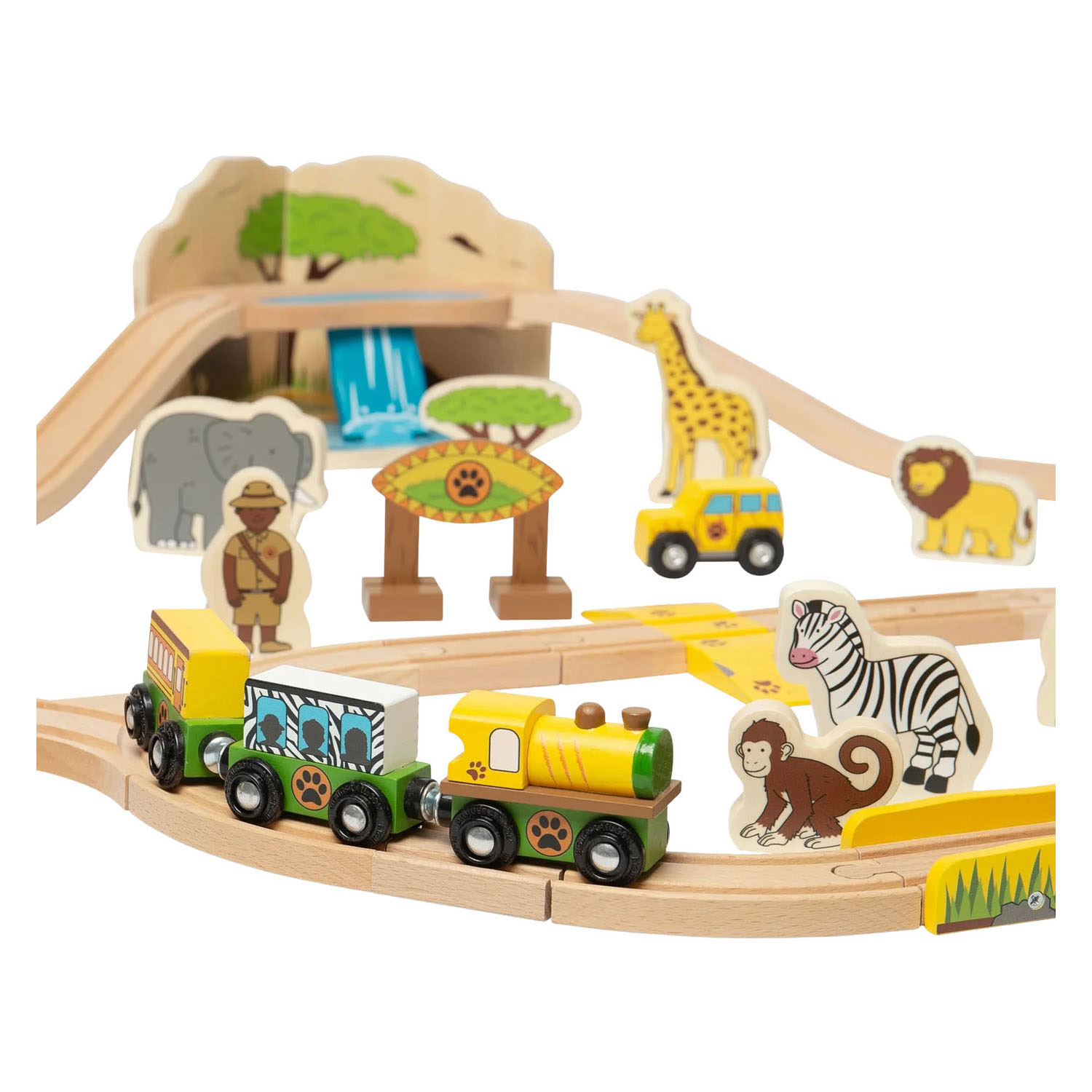 Bigjigs Houten Treinset Safari - 38dlg.