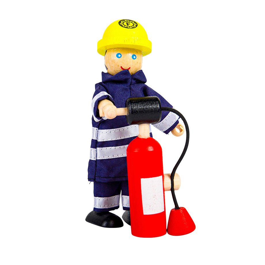 Tidlo Puppenhaus-Puppen aus Holz, Feuerwehrleute, 4-tlg.