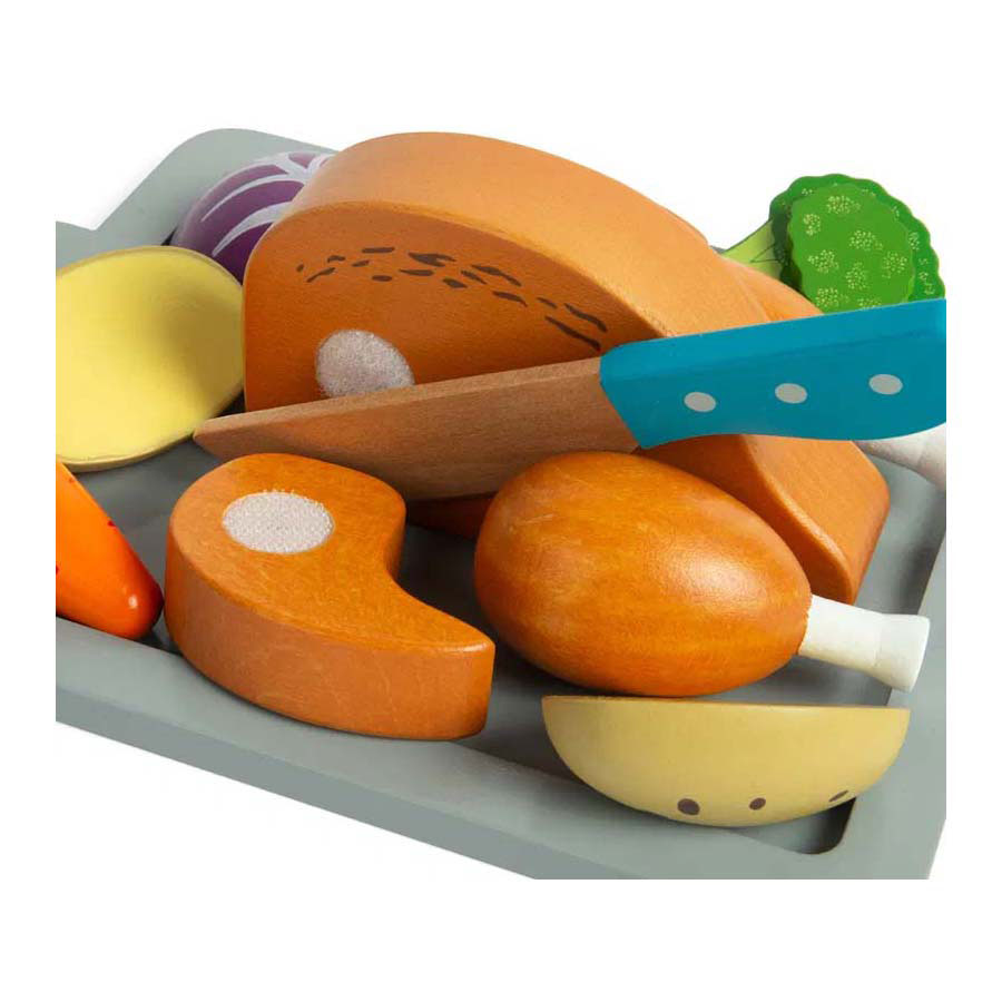 Bigjigs Houten Gebraden Diner Speelset, 12dlg.