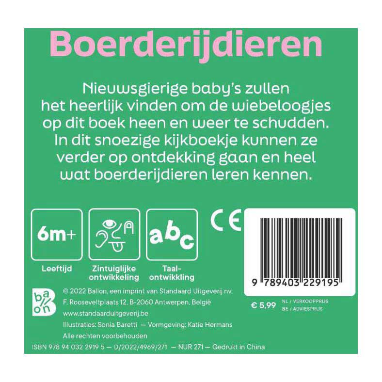 Boerderijdieren - Kartonboek met Wiebeloogjes