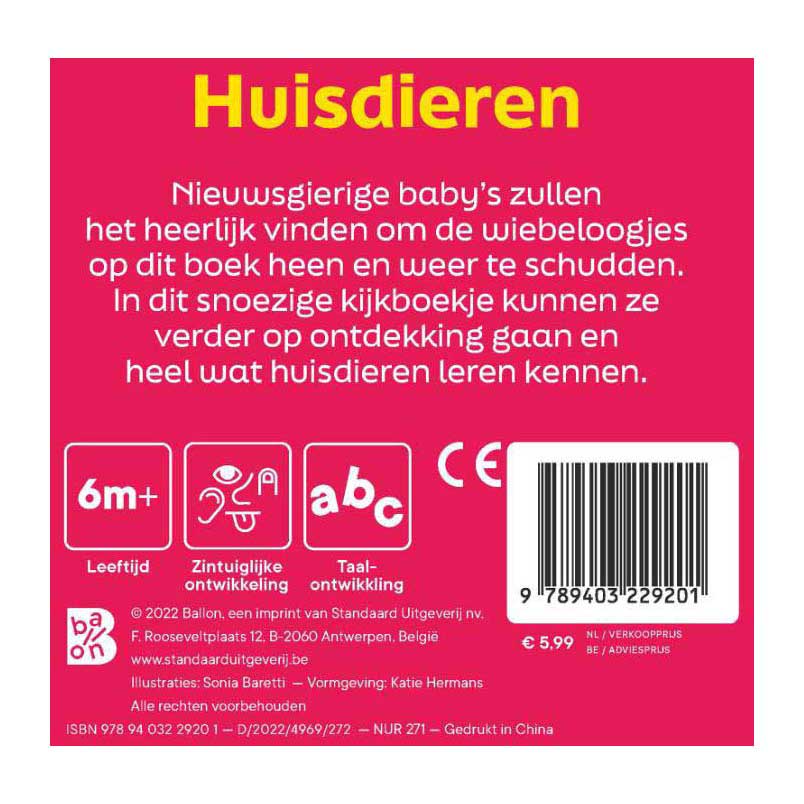Huisdieren - Kartonboek met Wiebeloogjes