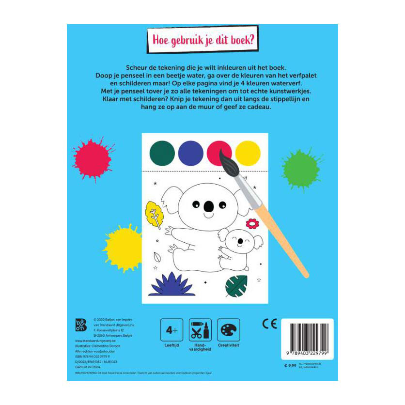 Kleurboek met Verfpalet en Penseel Dieren
