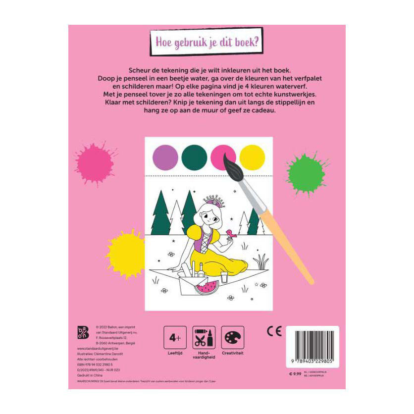 Livre de coloriage avec palette de peinture et pinceau Princesses