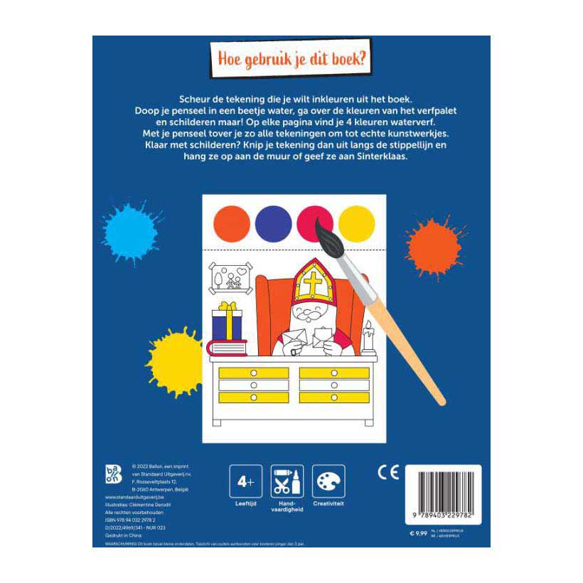 Kleurboek met Verfpalet en Penseel Sinterklaas