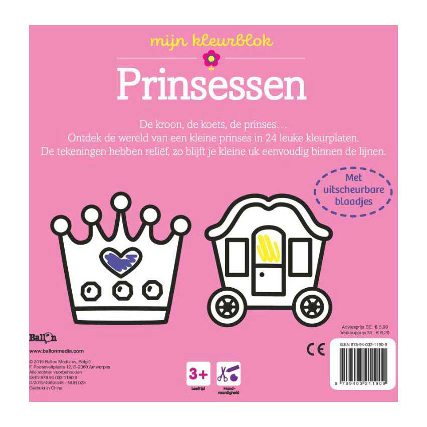 Kleurblok Junior - Prinsessen Dikke Lijnen 3+