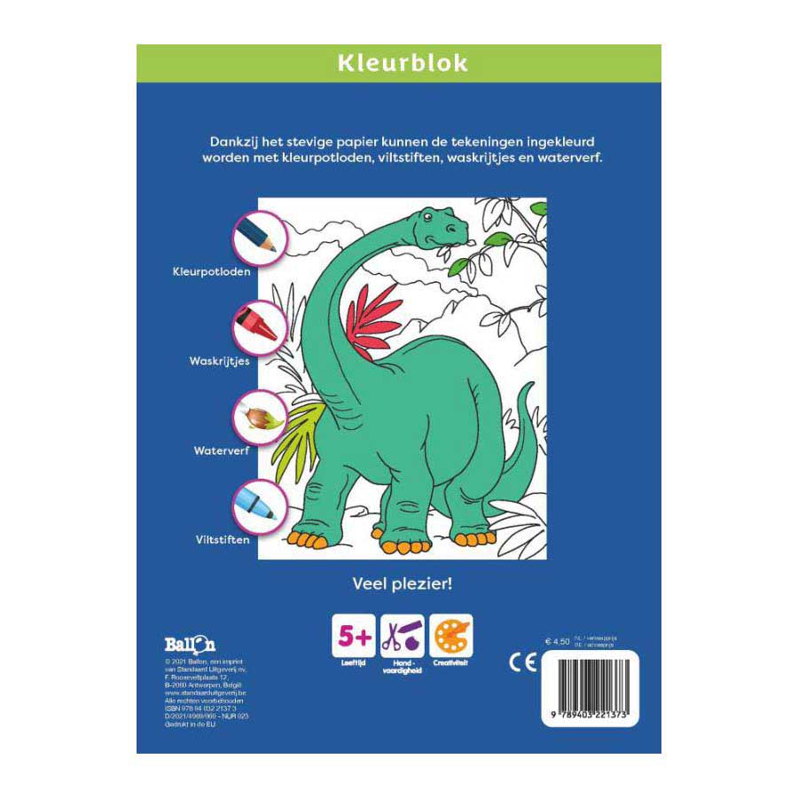 Kleurblok Dinosaurussen 5+