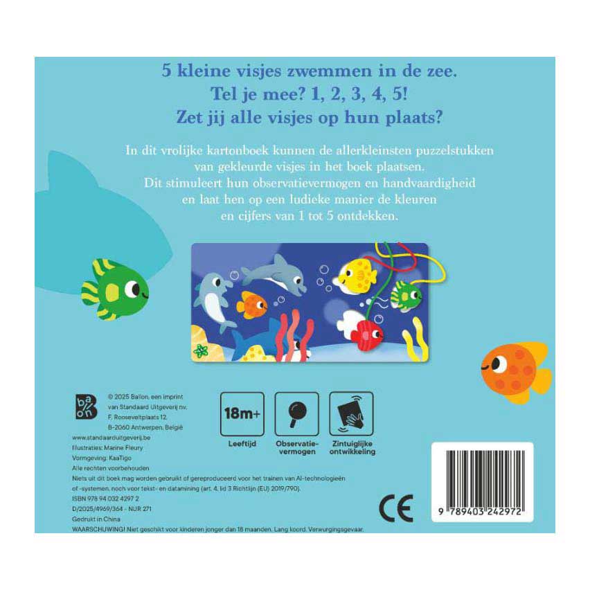 Mijn Puzzelboek - 5 Kleine Visjes 18m+