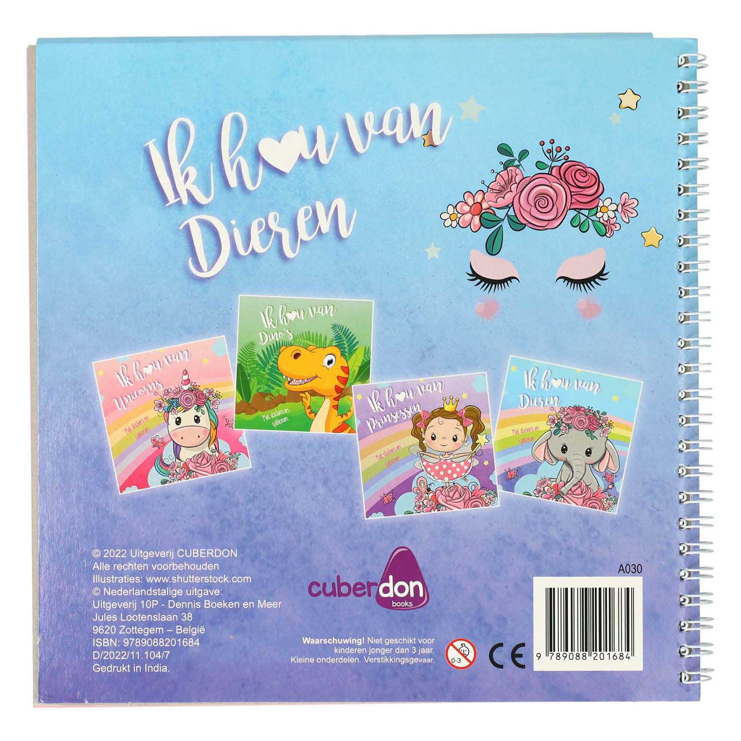 Sticker- en Sjablonenboek Ik hou van Dieren