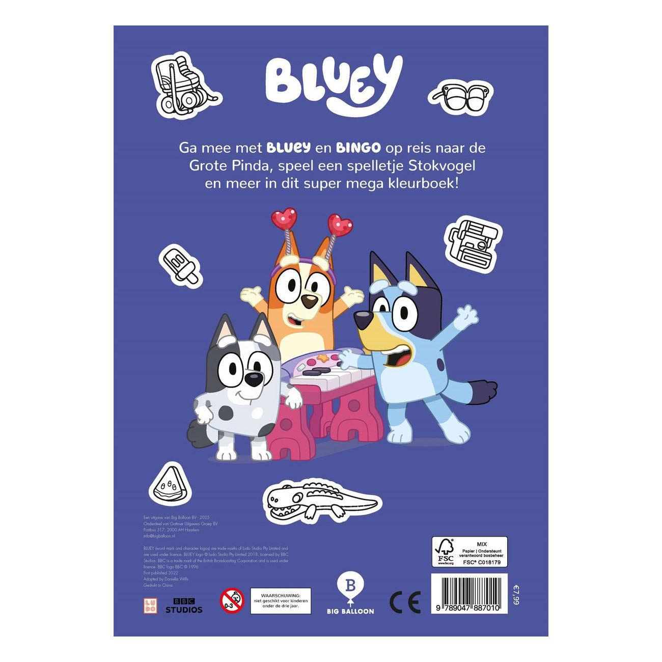 Livre de coloriage Bluey Super méga