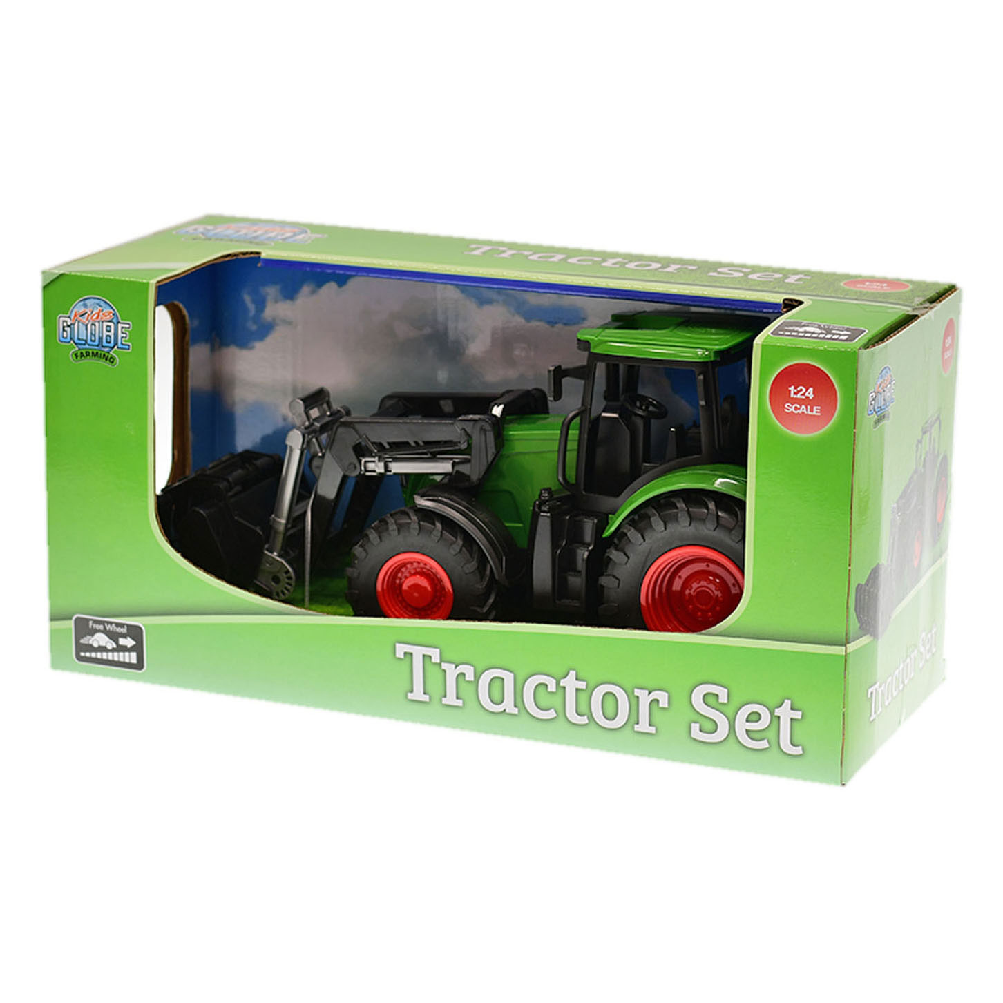 Kids Globe Traktor mit Anhänger Licht & Sound 1:32