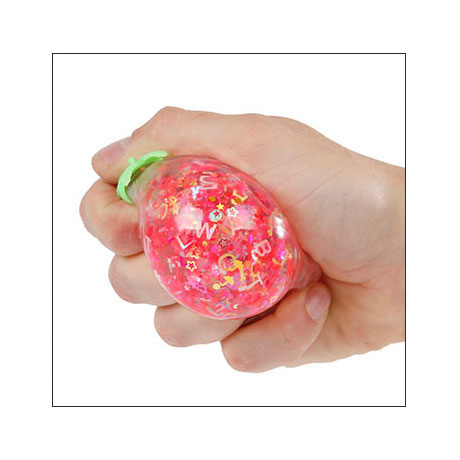 Boule à presser fraise pailletée, 6 cm