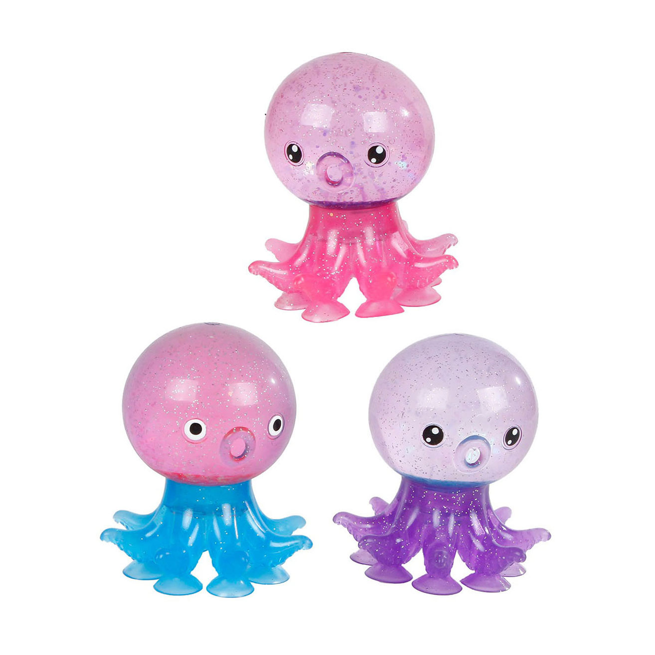 Destination Deep Octopus Glitter Squeeze Ball avec ventouses