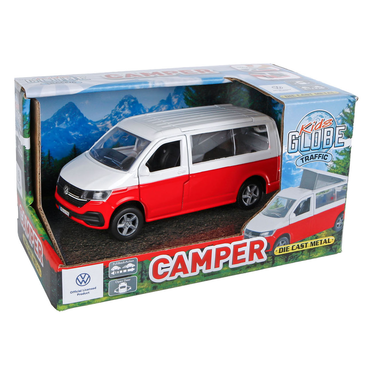 Kids Globe VW Transporter Camper Pull back, 13,5 cm