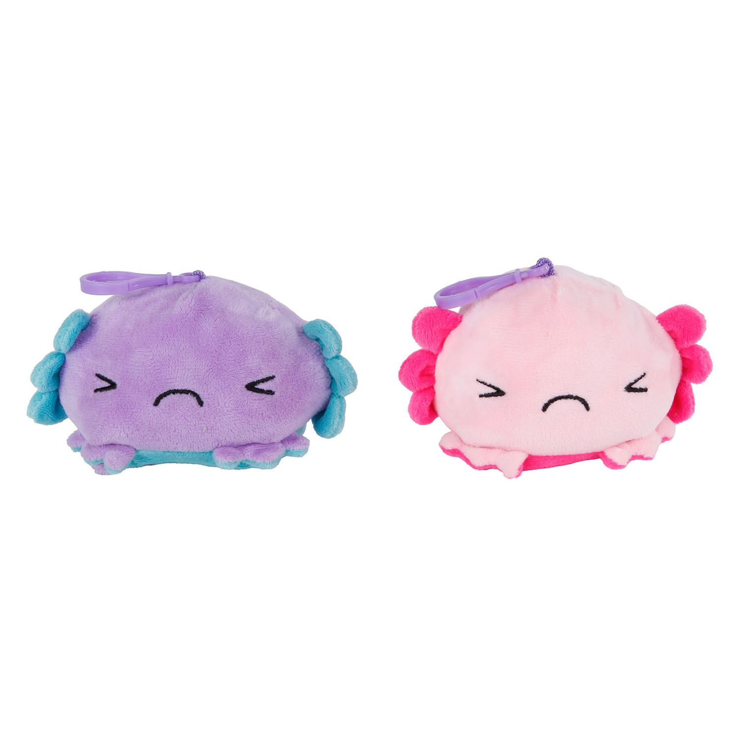 Peluche porte-clés réversible Axolotl, 10 cm