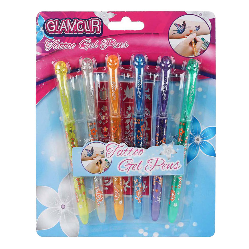 Glamour Glitter Tattoo Stifte, 6 Stk.