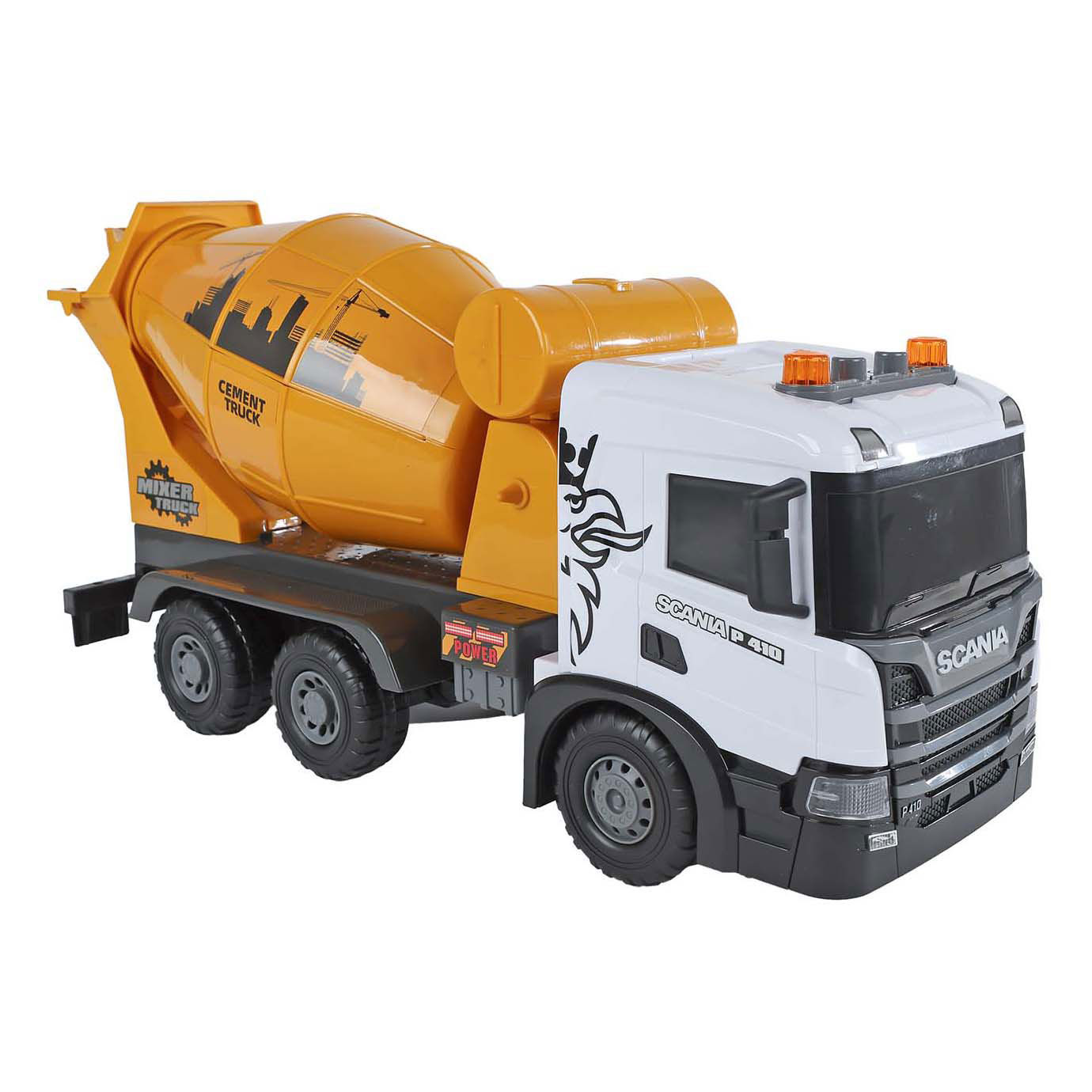 2- Play au camion malaxeur à béton Scania avec friction et son et lumière