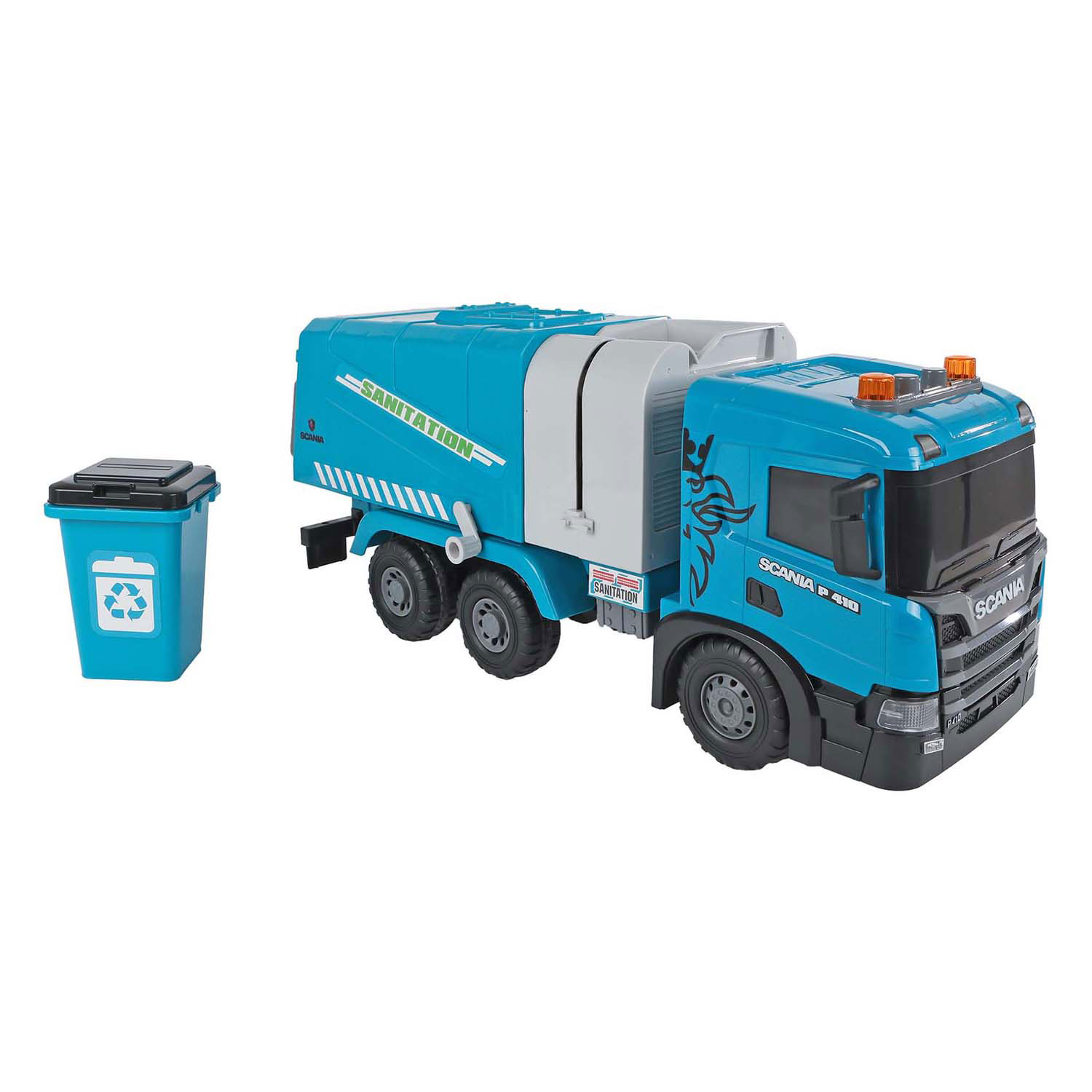 2- Play au camion poubelle Scania à friction avec lumière et son