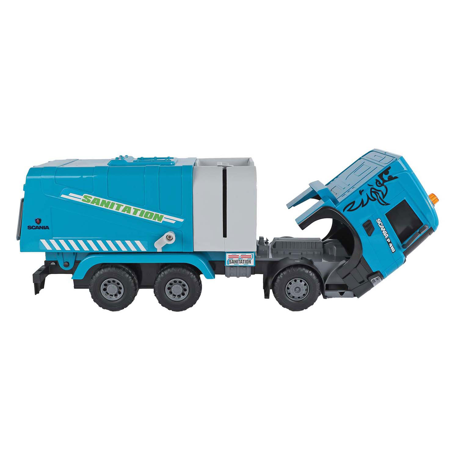 2- Play au camion poubelle Scania à friction avec lumière et son