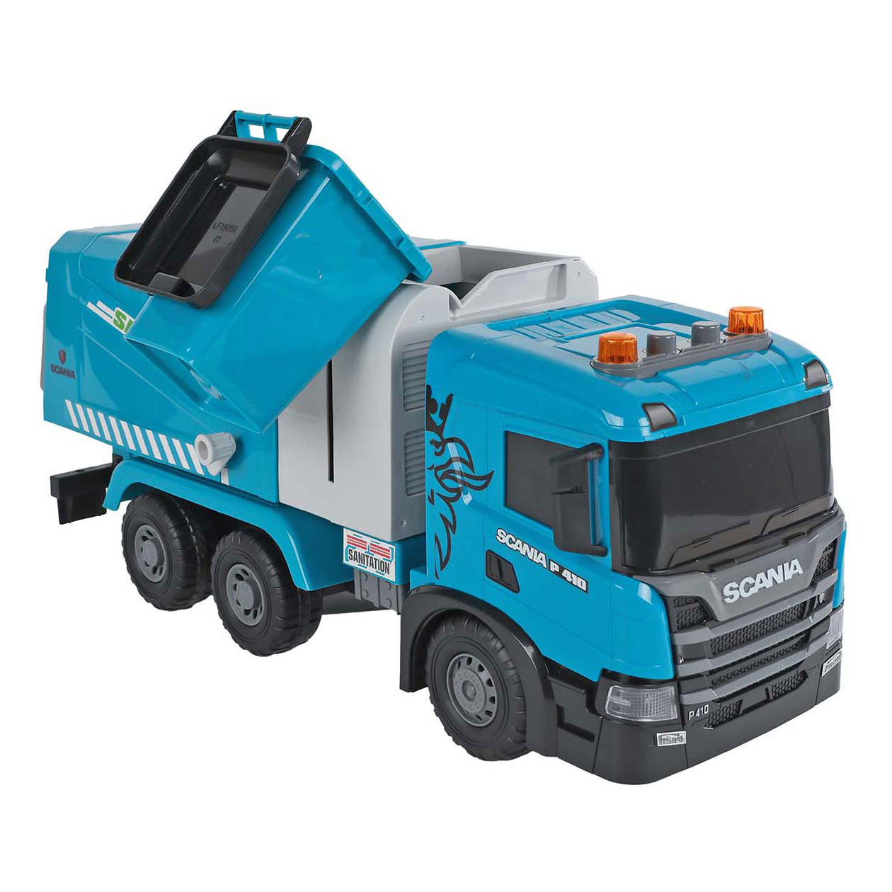2- Play au camion poubelle Scania à friction avec lumière et son