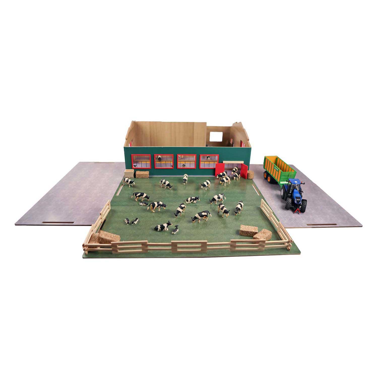 Kids Globe Loopstal met Berging en Weiland 1:32