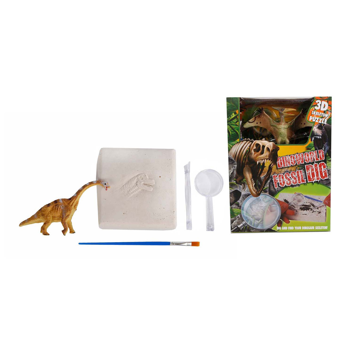 DinoWorld Fossiel Hakken Puzzel met Extra Dinosaurus Figuur