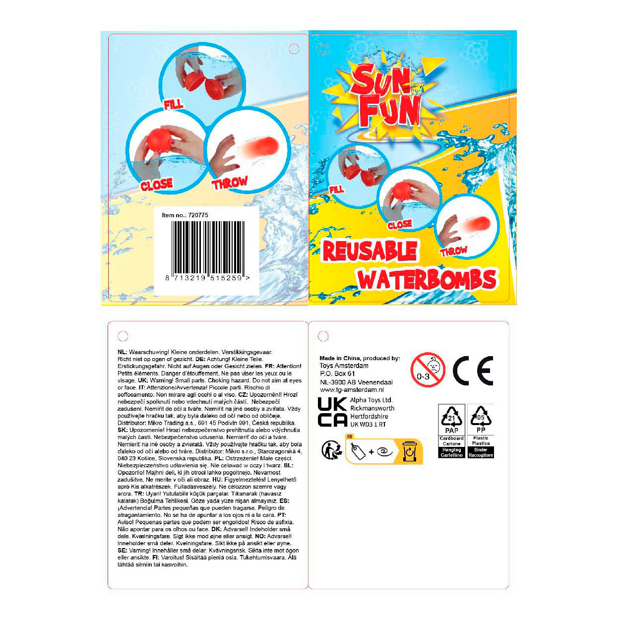 Sun Fun Herbruikbare Waterballonnen 6cm, 6st.