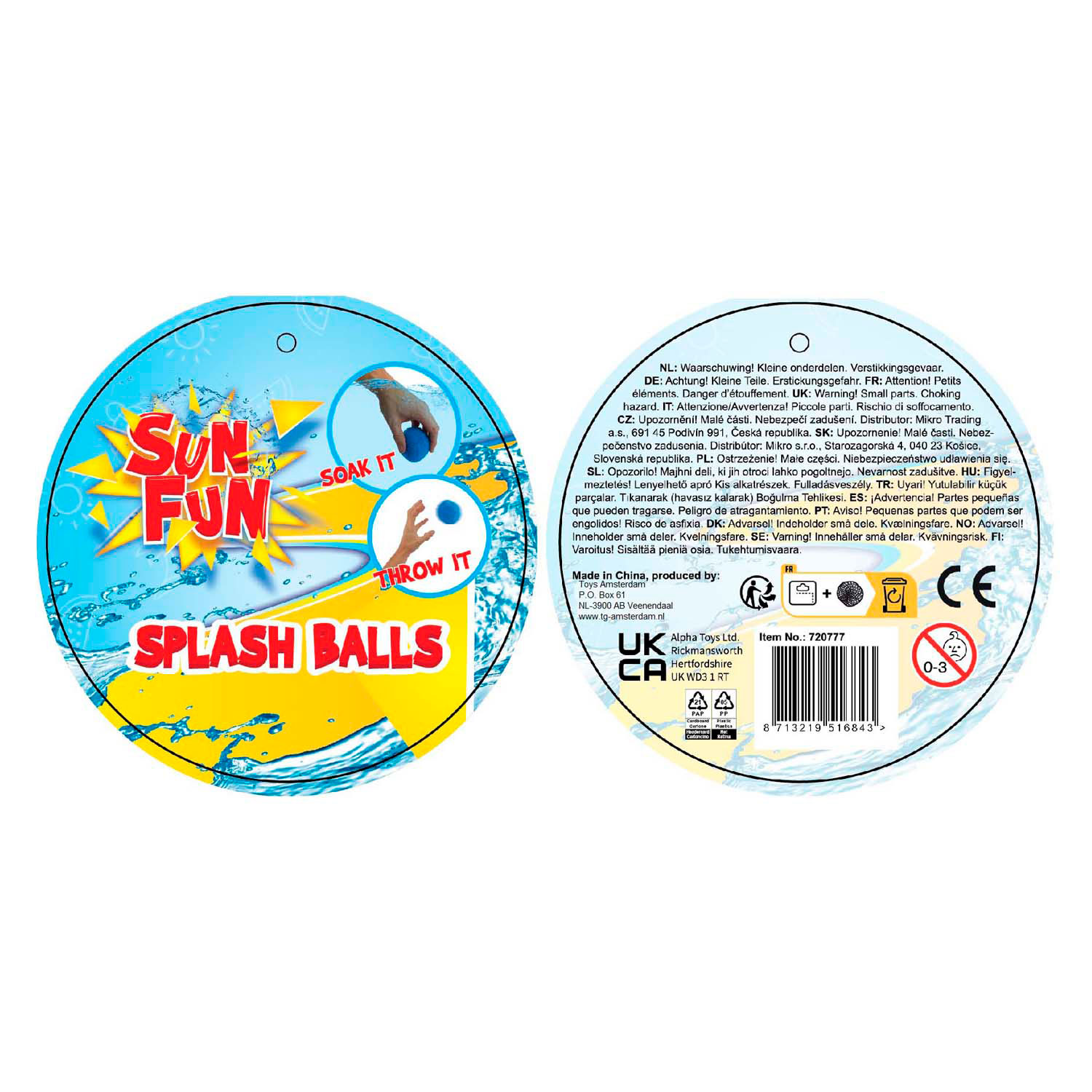 Sun Fun 12 Gekleurde Waterballen in Opbergtas, 6cm