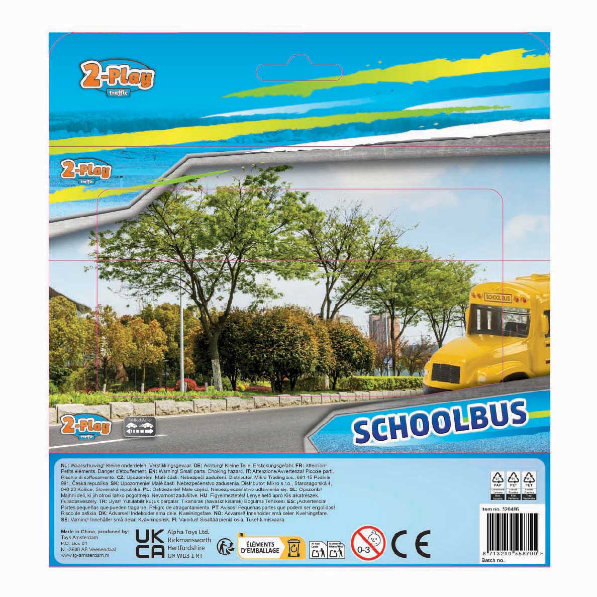 2-Play Amerikaanse Schoolbus Pull Back - 14cm