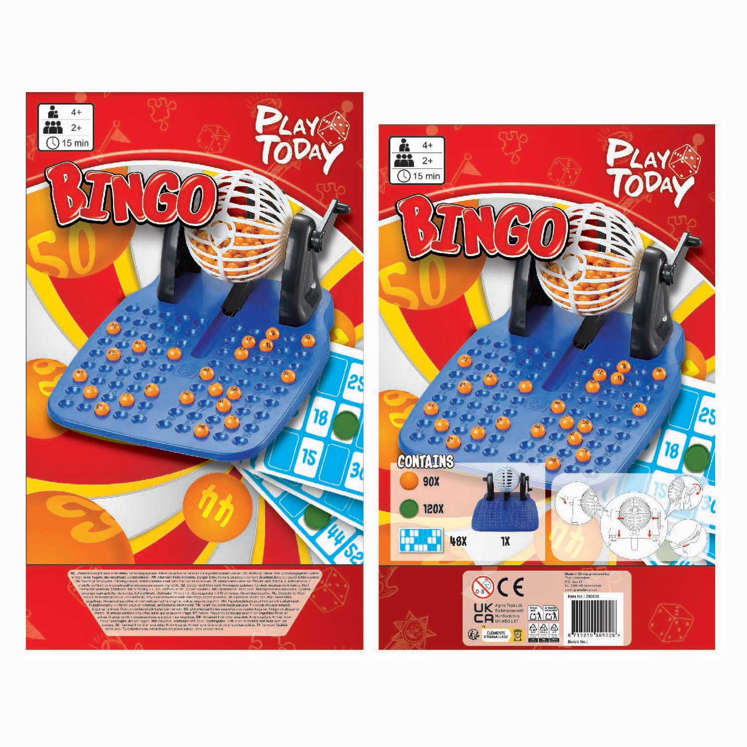 Bingomolen 90 Nummers Fiches en 48 Speelkaarten