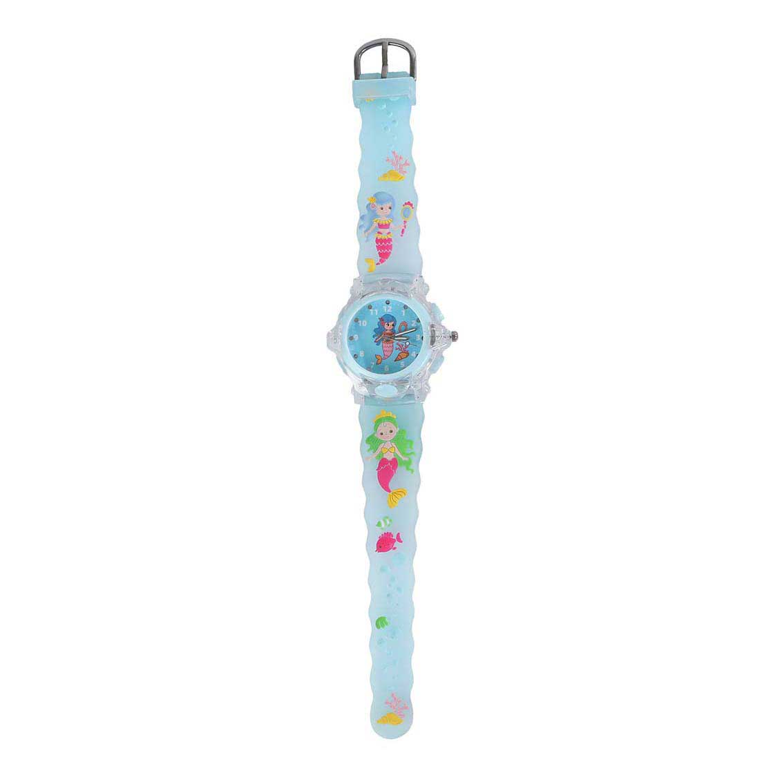 Montre analogique glamour avec sirène lumineuse - Bleu