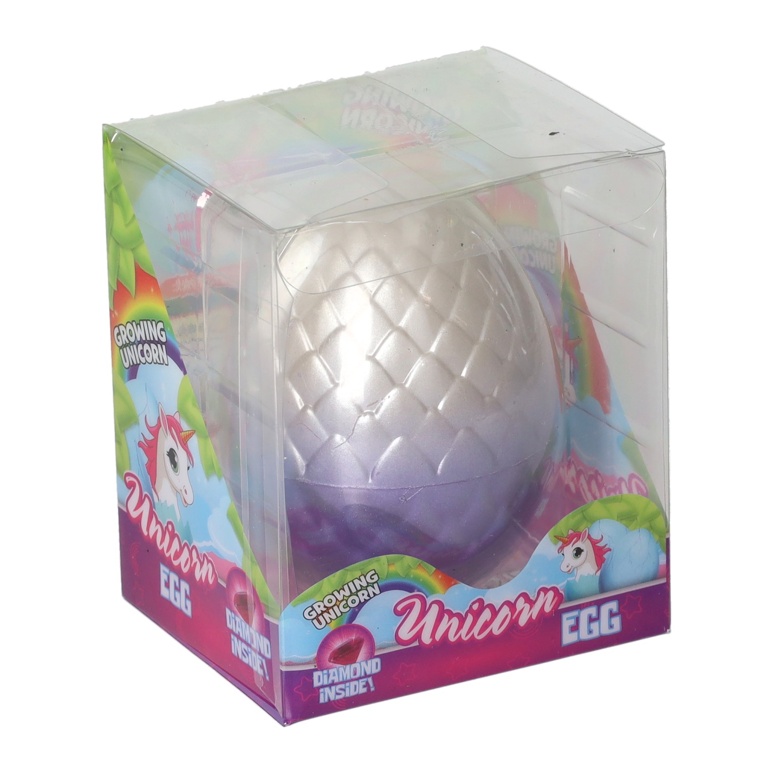 Œuf de licorne avec licorne en croissance et diamant - 8 cm