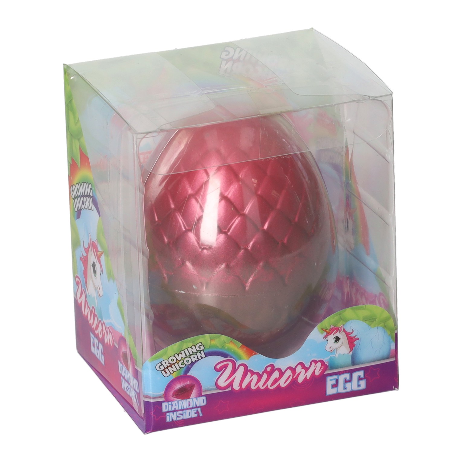 Œuf de licorne avec licorne en croissance et diamant - 8 cm