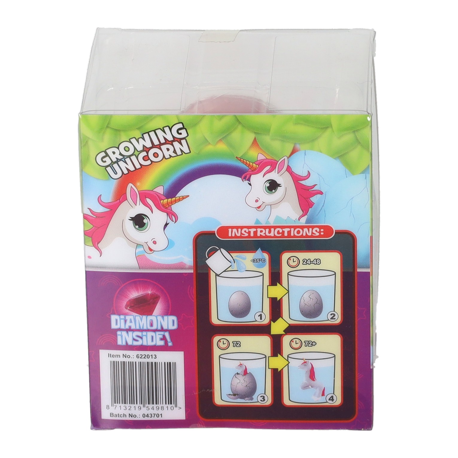Œuf de licorne avec licorne en croissance et diamant - 8 cm