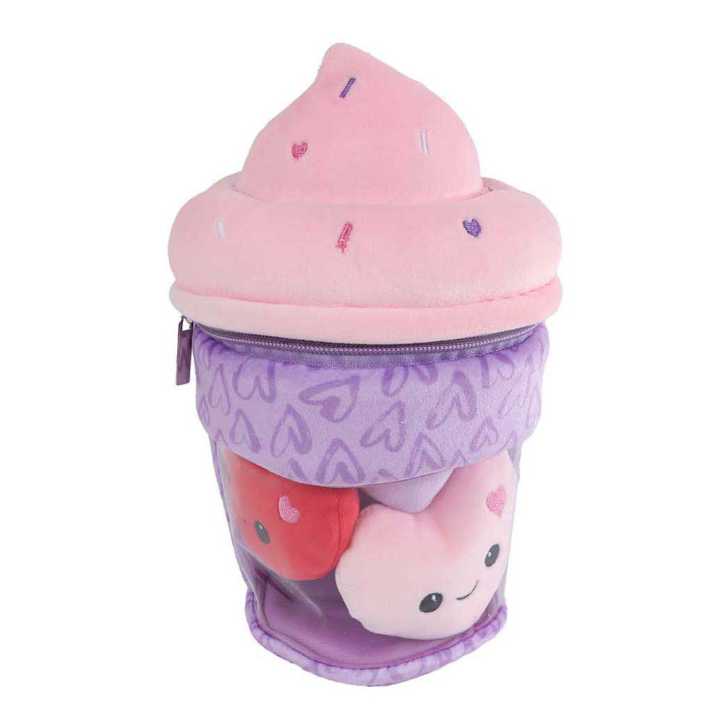 Peluche Fluffy Menu Glace avec 3 cœurs - 25 cm