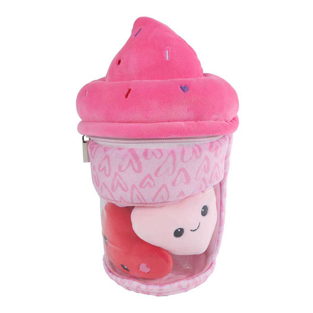 Peluche Fluffy Menu Glace avec 3 cœurs - 25 cm