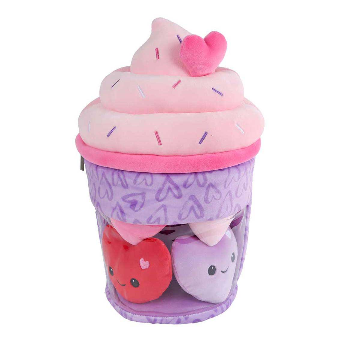 Peluche Menu Fluffy Glace avec 4 Cœurs - 36 cm