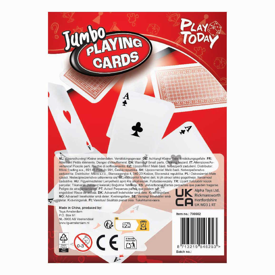 Play ToDay Jumbo Speelkaarten, 17,5cm