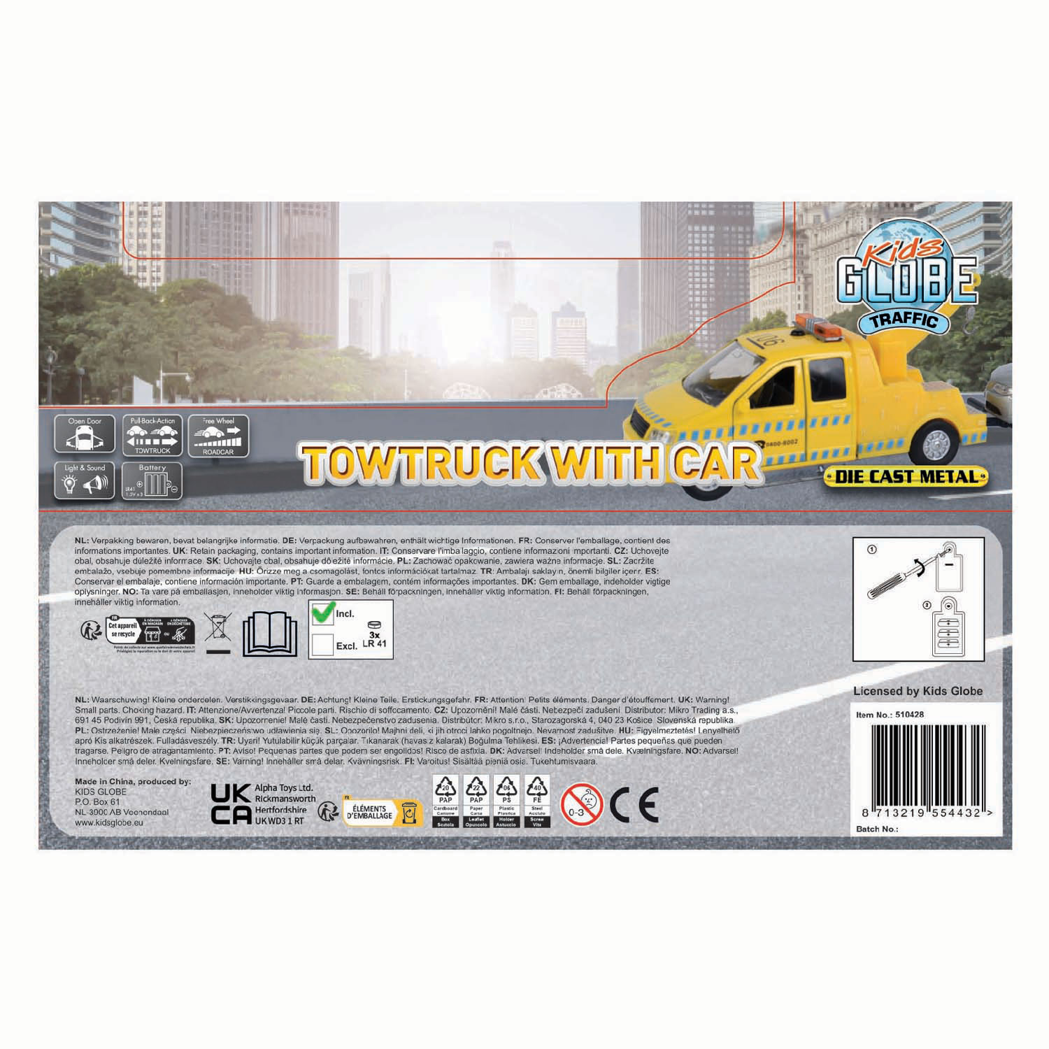 Kids Globe Sleepwagen met Auto Licht en Geluid