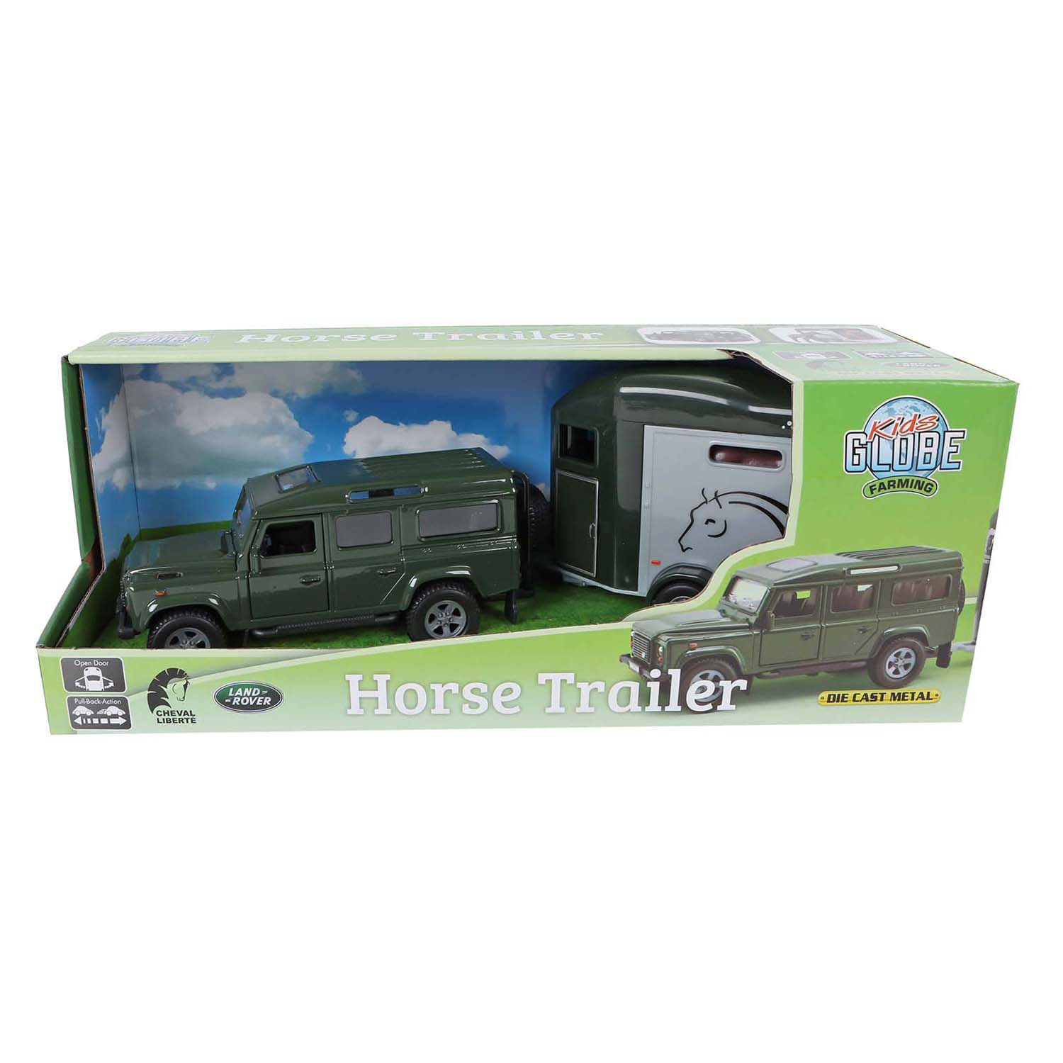 Kids Globe Land Rover with Cheval Liberte Horse Trailer