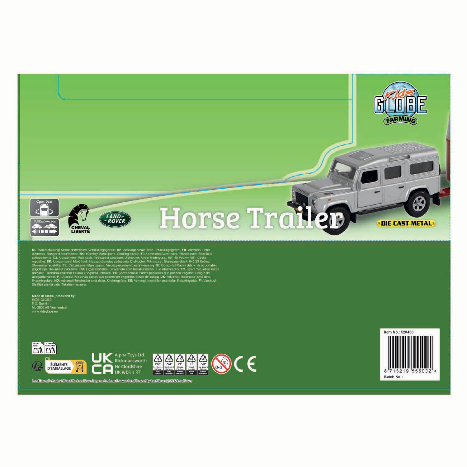 Kids Globe Land Rover with Cheval Liberte Horse Trailer