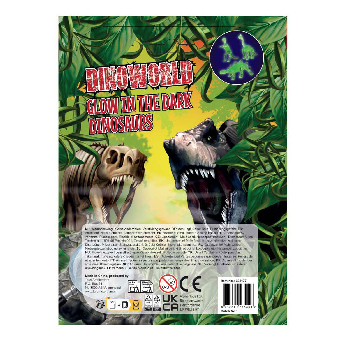 DinoWorld 3D Dinosaurier, die im Dunkeln leuchten - 3 Stück.