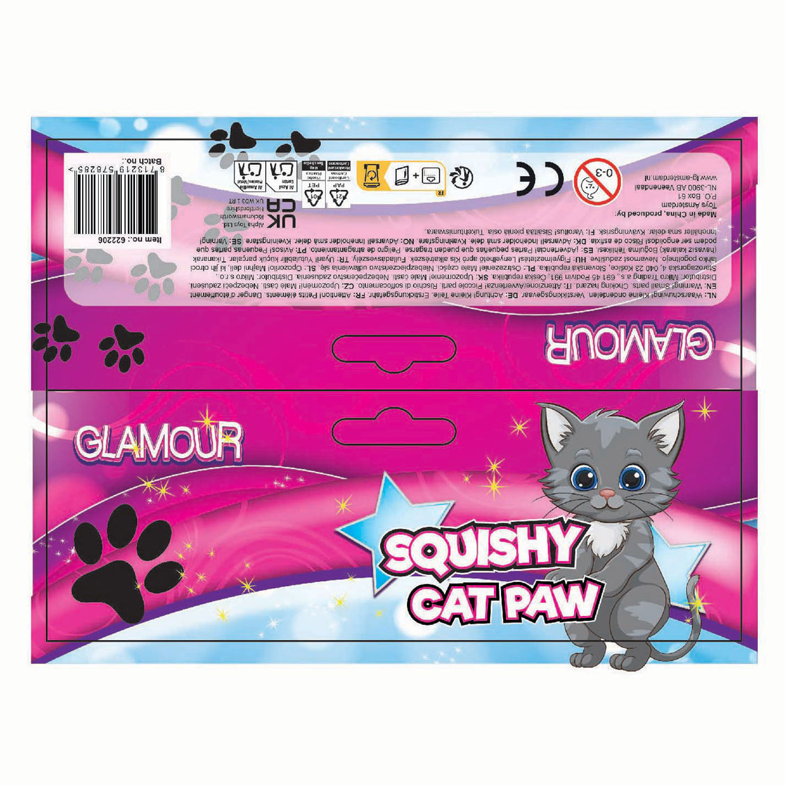 Glamour Squishy Grote Kattenpoot - 12,5cm